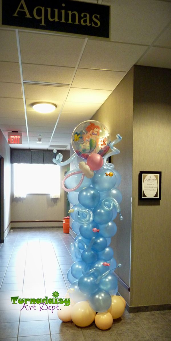 Balloon column Little Mermaid theme party balloon decor in